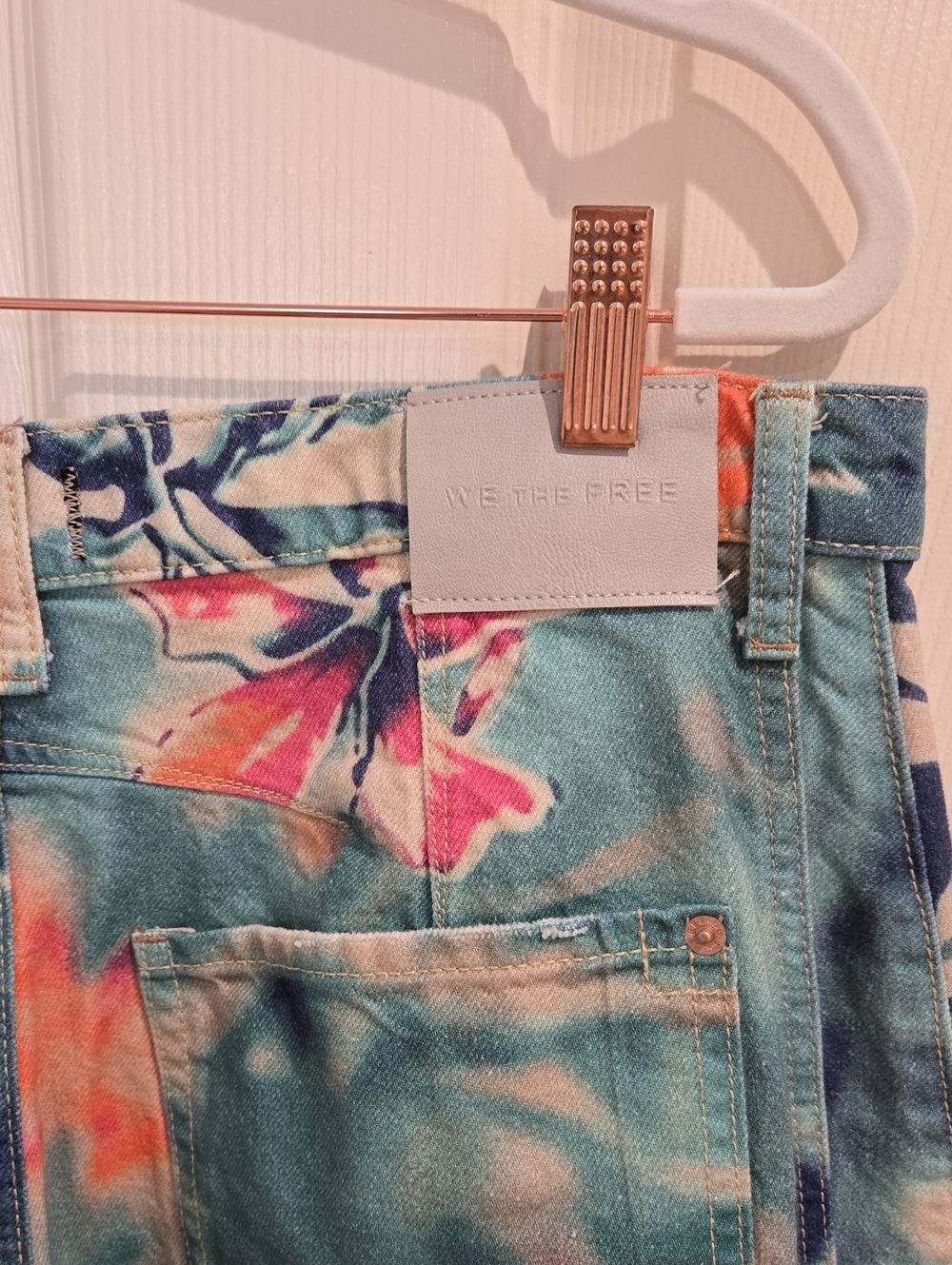 Free People Good Luck Barrel Jeans Pool Floral 30 - Picture 9 of 15